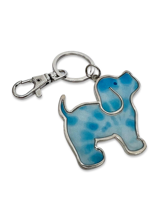 Blue Tie Dye Pup Keychain