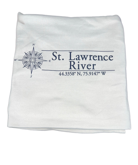 Grey St. Lawrence River Coordinates Sweatshirt Blanket