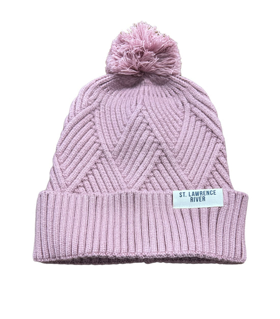 Mauve Knit Pom Pom Winter Hat