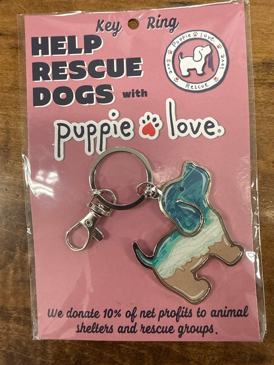 Puppie love beach keychain