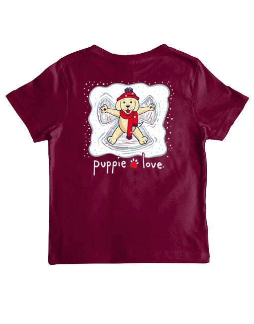 Youth Snow angel puppie tee