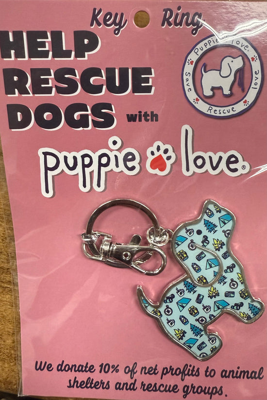 Camping Pup keychain