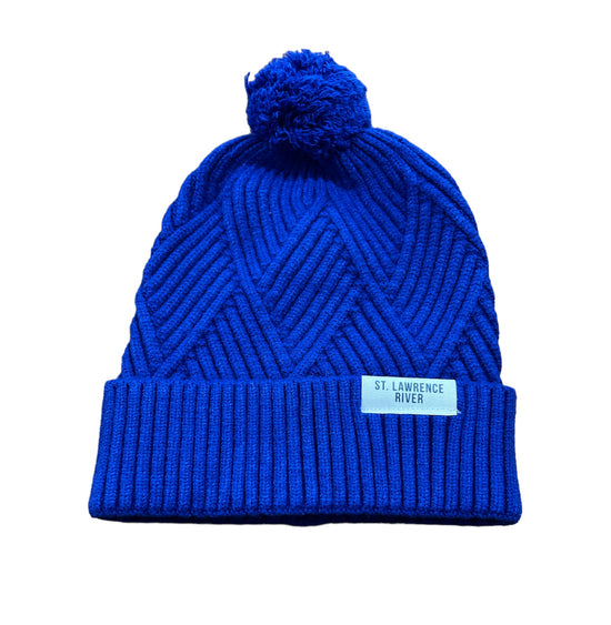Bright Blue Knit Pom Pom Winter Hat